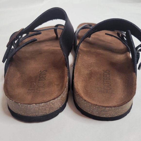 White Mountain Gracie Black Leather Footbed Sandals Size 9 - Picture 4 of 9
